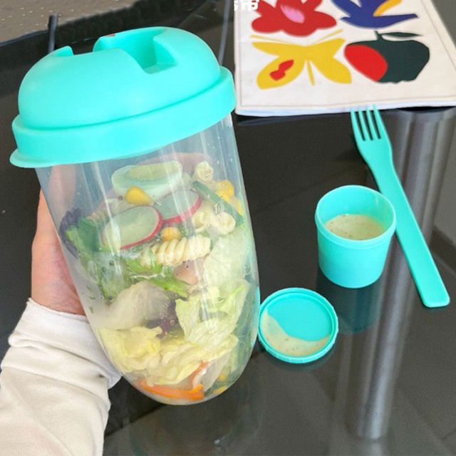 1000ml Portable Salad Shaker Cup Fruit Lunch Dressing Holder