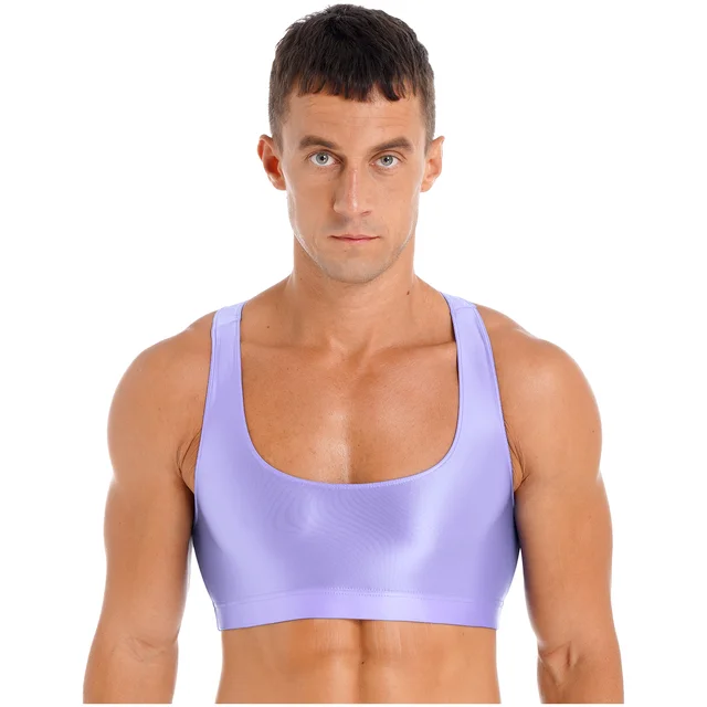 IIXPIN Mens Basic Crop Tops Sexy Y Back Sleeveless Muscle Half Tank Top  Vest T-Shirts Sports Bras Male Clubwear Stage Costume