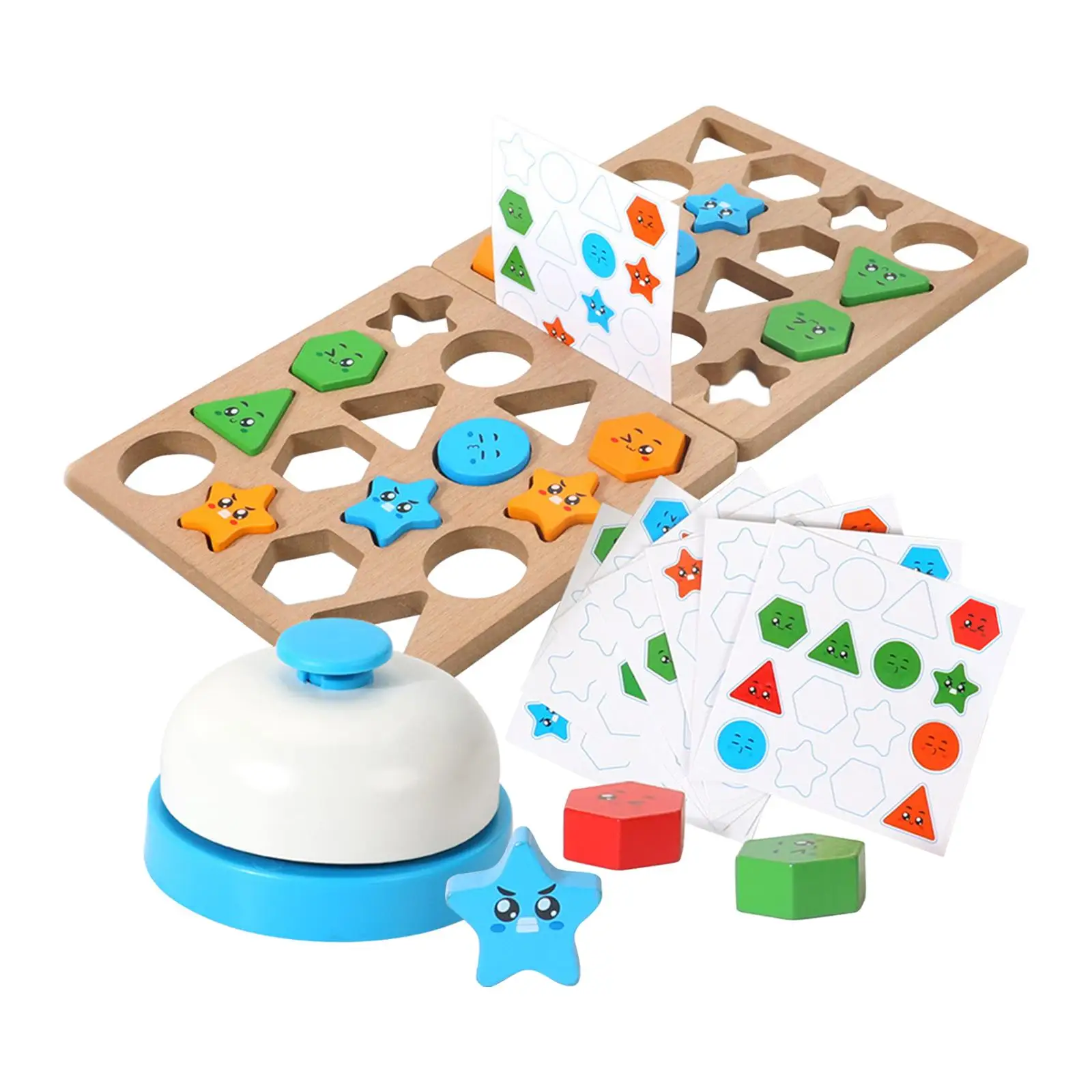 Cartoon Wood Geometric Shape Matching Blocks Learning Toys Color Cognitive for Toddler
