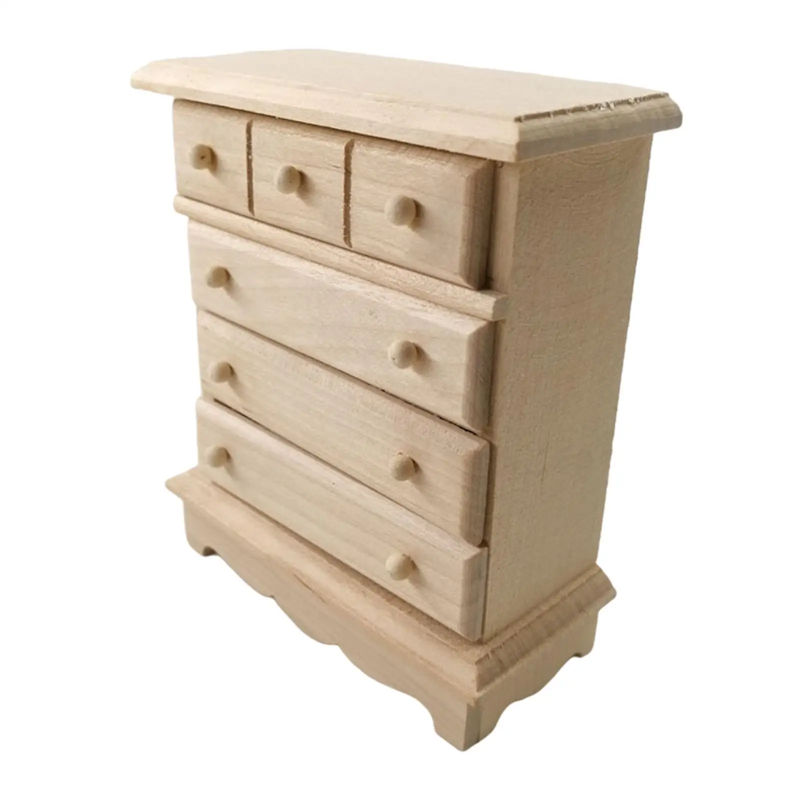 1 Piece Drawer Cupboard Dollhouse Wooden Burlywood Accessories Shelf Collection Cottage Miniature Furniture for Office Bathroom