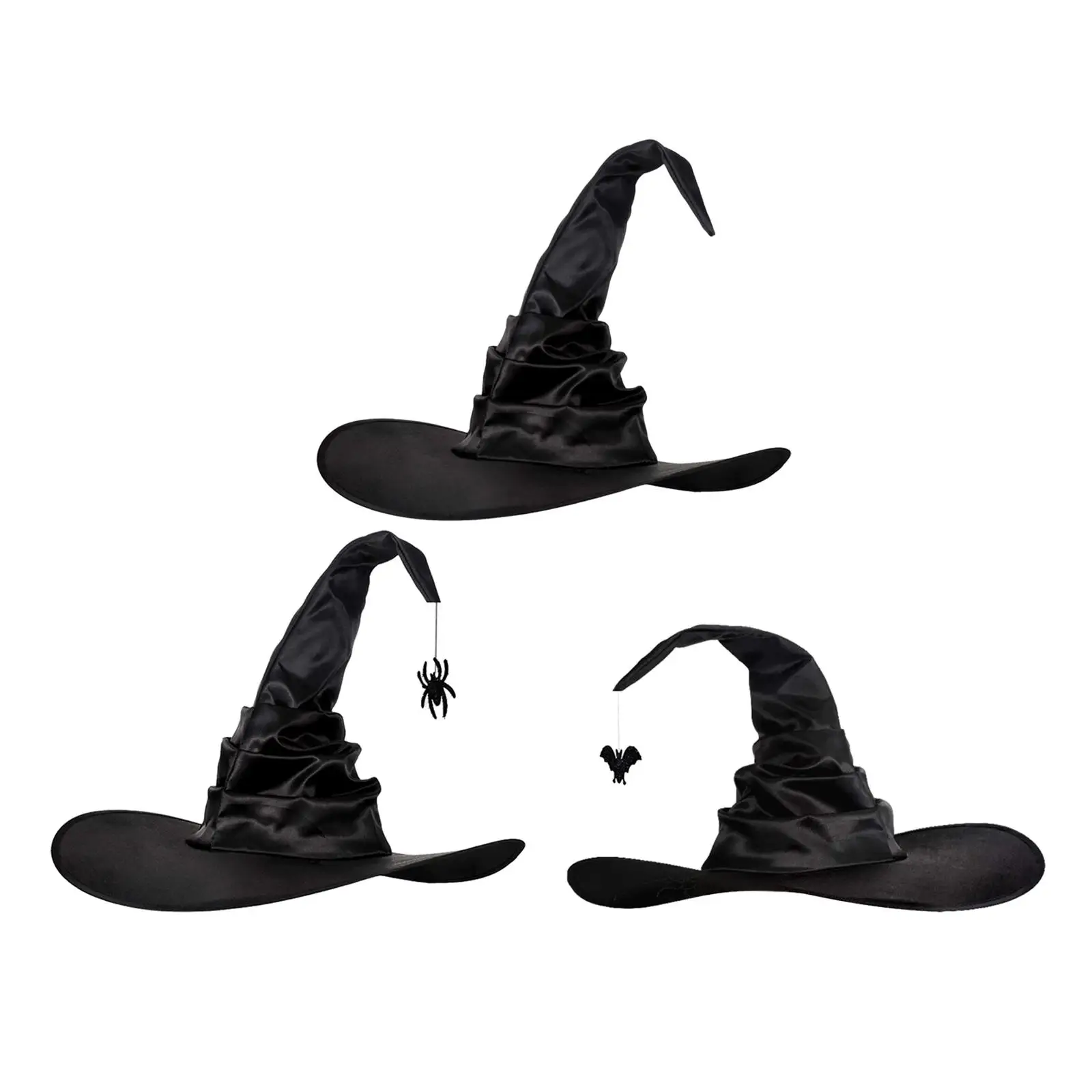 Pointed Sorceress Hat Wizard Costume Accessory Headgear Wide Brim Witch Women Men Hat for Halloween Cosplay Masquerade