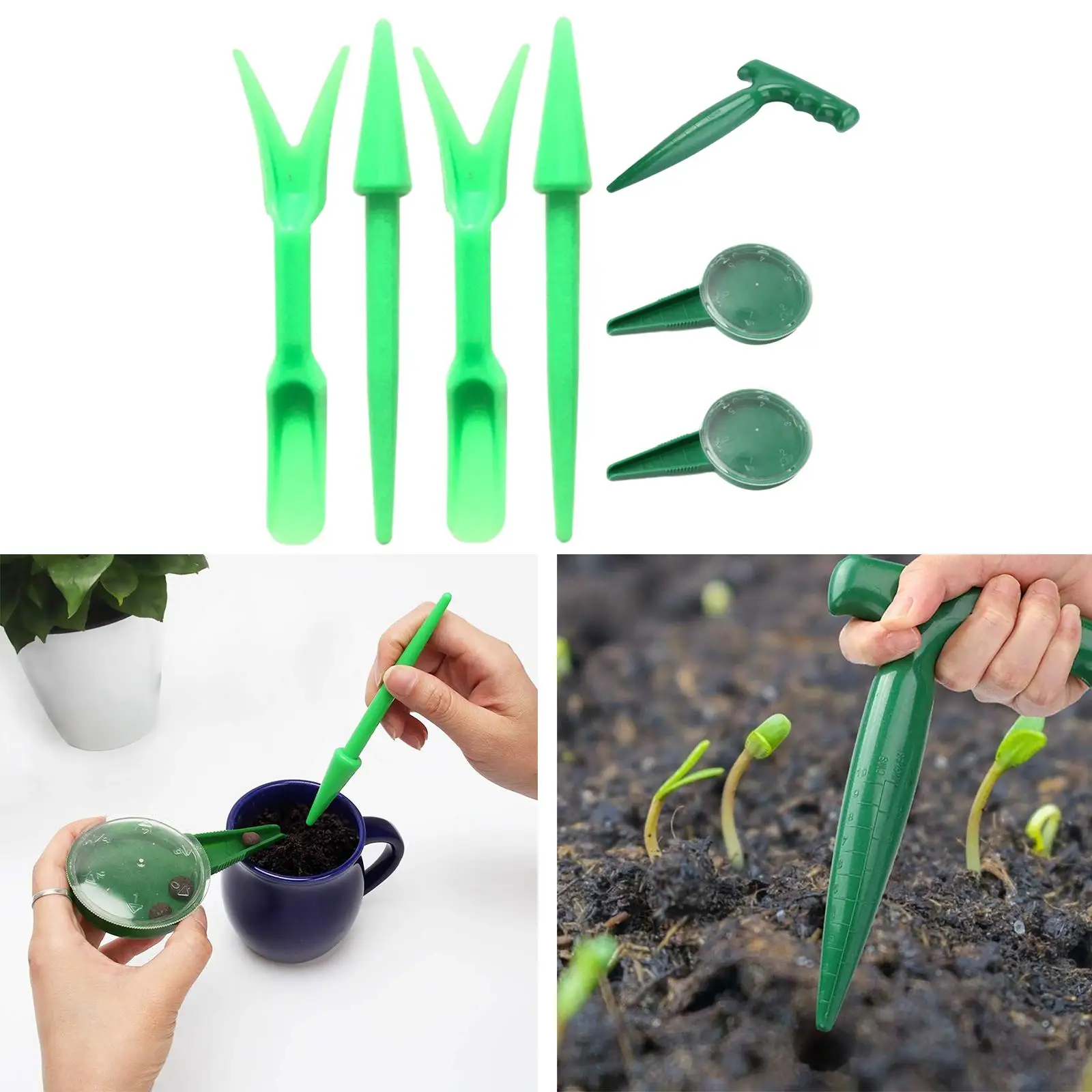 7 Pieces Seeding Tool Set Easy to Use Ergonomics Portable Seed Spreader for Outdoor Planting Flowers Indoor Planting Vegetables