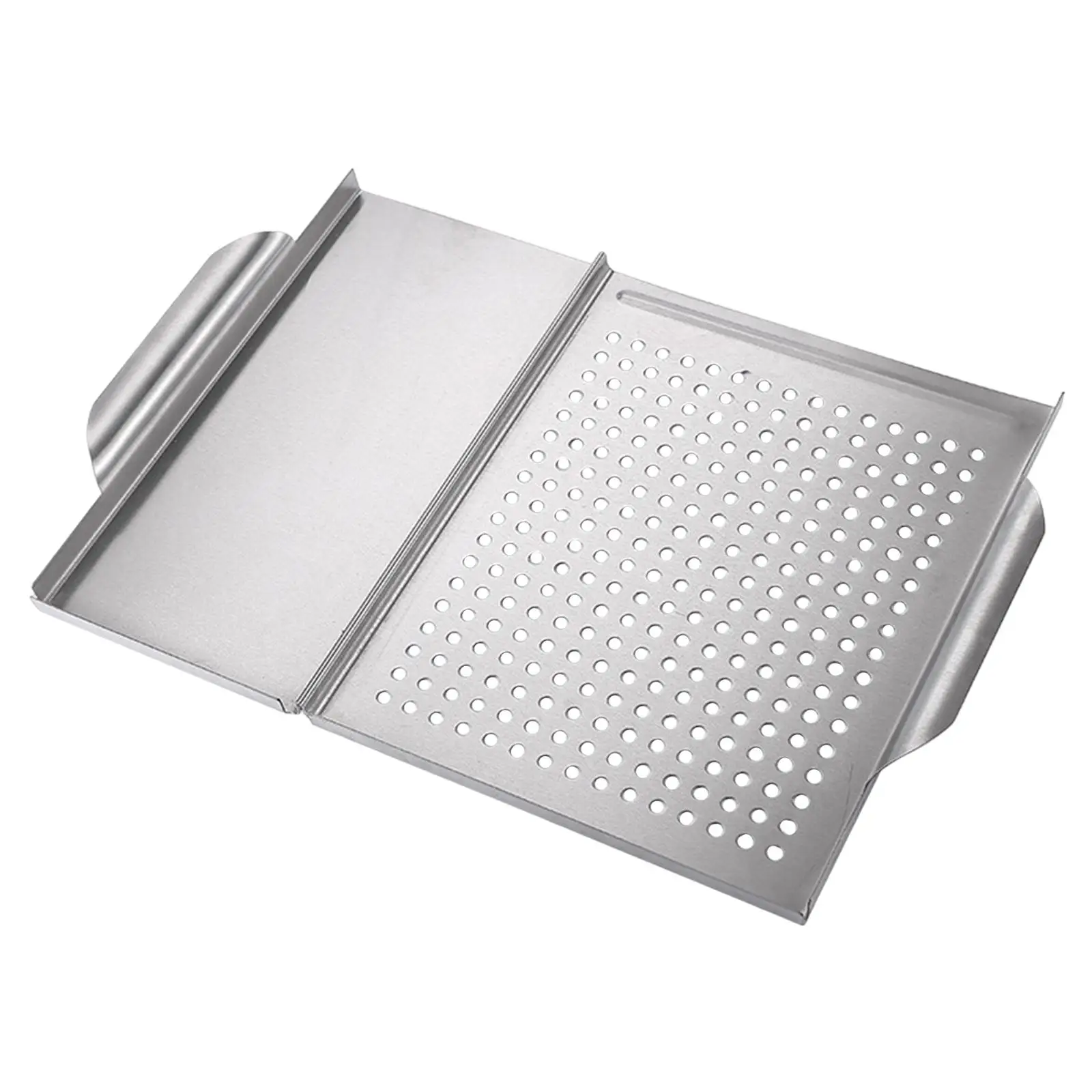 Nonstick Grill Basket with Holes Stainless Steel Grill Topper Grid BBQ Grill Tray for Outdoor Camping Gas Grills Oven Cooking