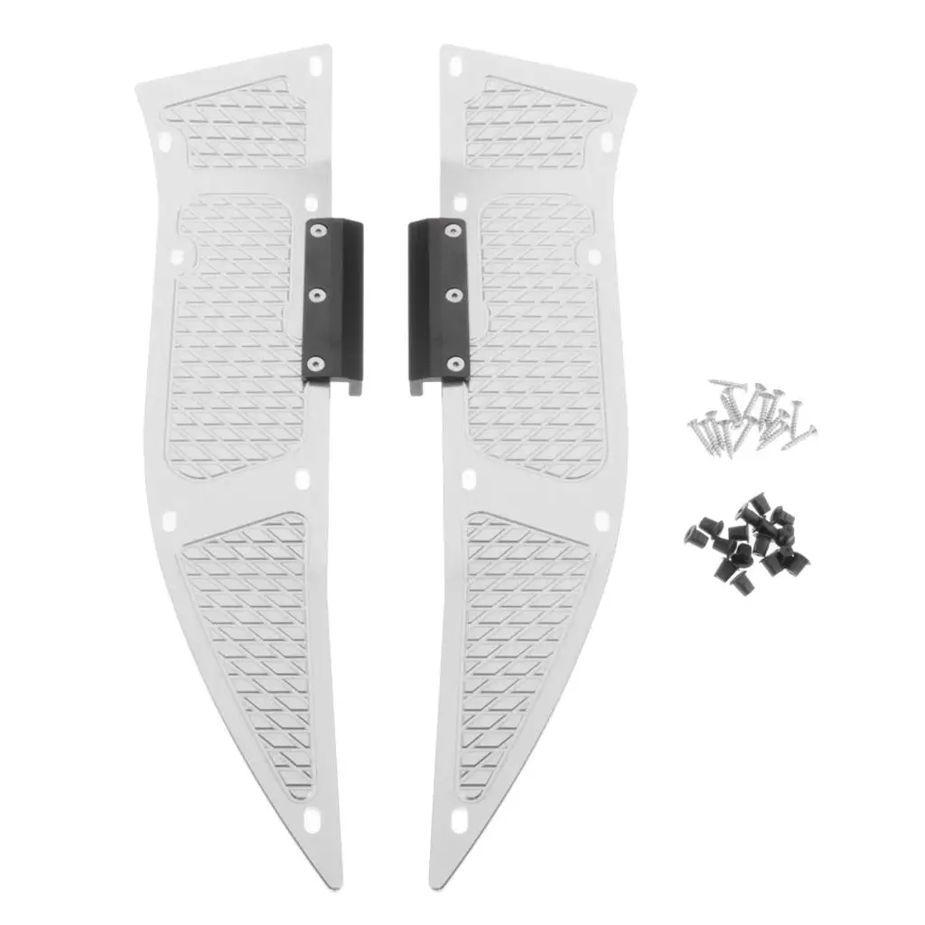 Motorcycle CNC Aluminum Floorboard Footboards Foot Peg Footrest Pedal Pad for Yamaha NMAX155 AEROX155 (Silver)