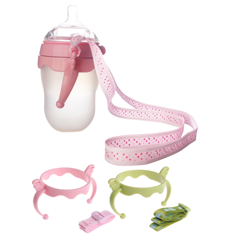2 Pack Baby Flasche Halter Fütterung Flaschen für Comotomo Einfache Reinigung 2 Count (Rosa/Grün) einfach Grip QX2D – Detail 1