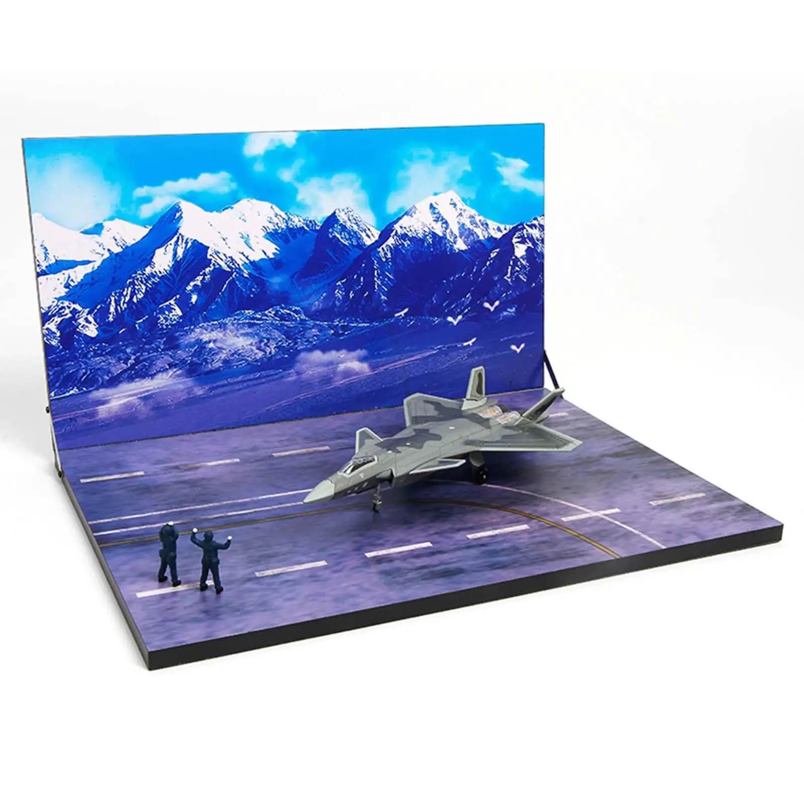 Scene Display Collection Background with 3 Figures Scene Simulation for 1/100 1/144 1/120 Fighter Diorama Hobby Model Helicopter
