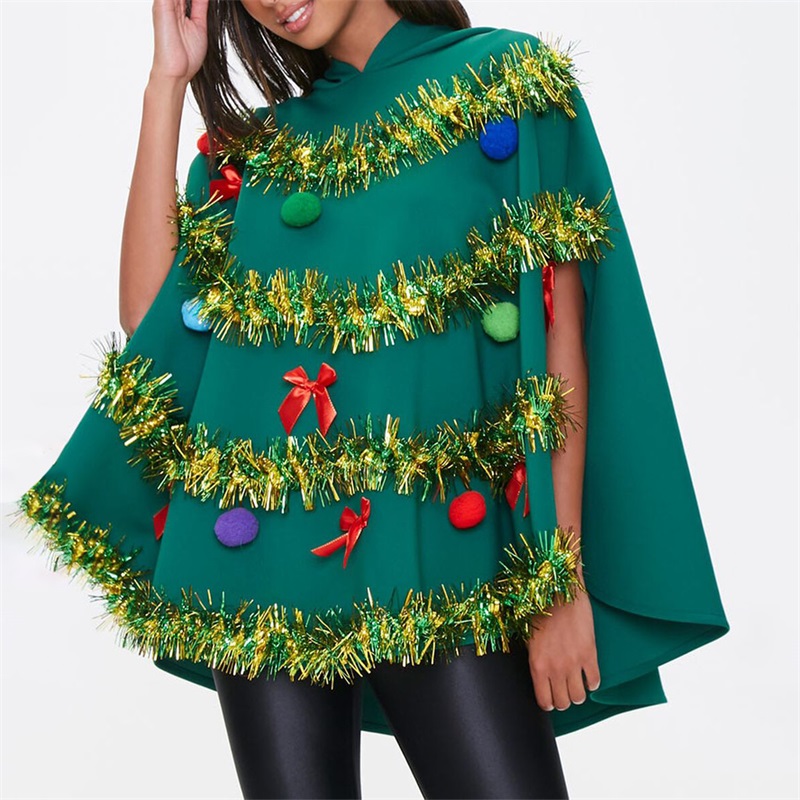 Traje de poncho de árvore de Natal