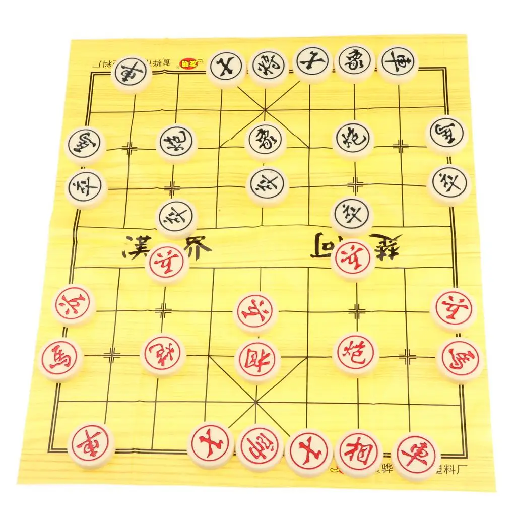 Wooden Chinese Chess Set with Board and Playing Pieces Diameter 40mm
