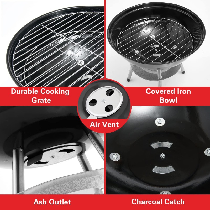 Title 3, Premium Charcoal BBQ Grill Round for Outdoor Co...