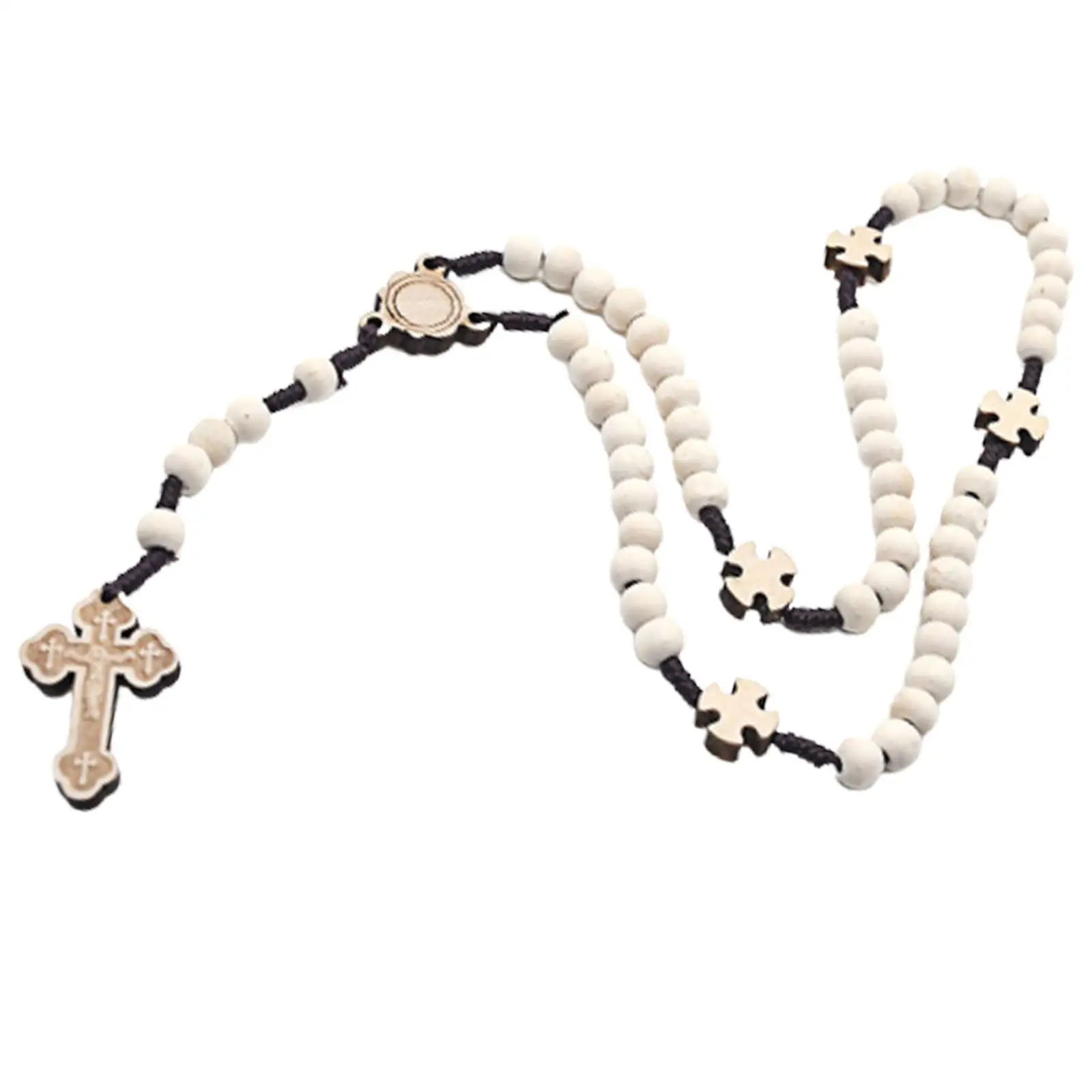 Rosary Cross Pendant Necklace Decorative Chain with Crucifix Gift Jewelry for Christmas Women Men Mother Day Wedding Birthday