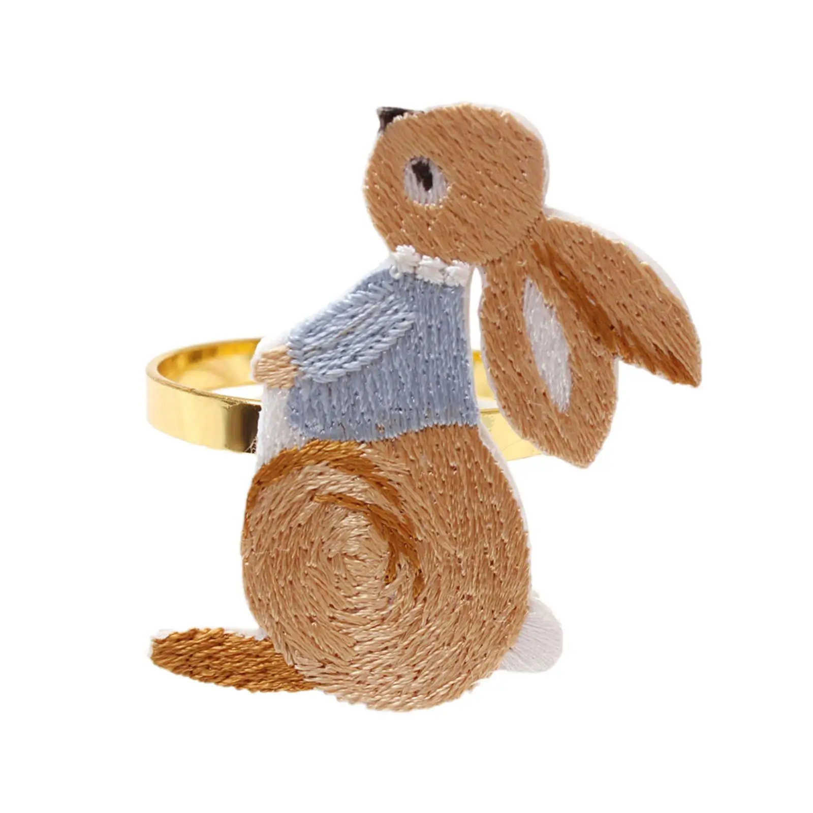 Napkin Rings Embroidered Rabbit Smooth Recyclable for Festival Decoration