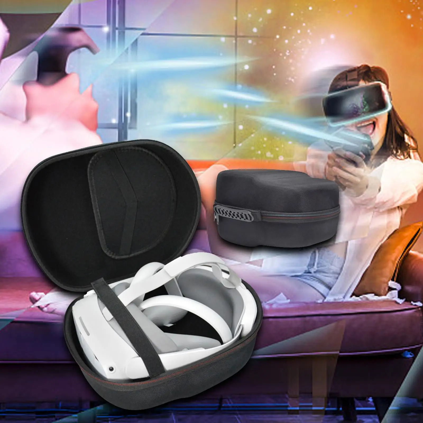 VR Glasses Protective Bag Shatterproof Hard EVA VR Headset Organizer Gaming Headset Protective Bag for VR Headset Organizer Home