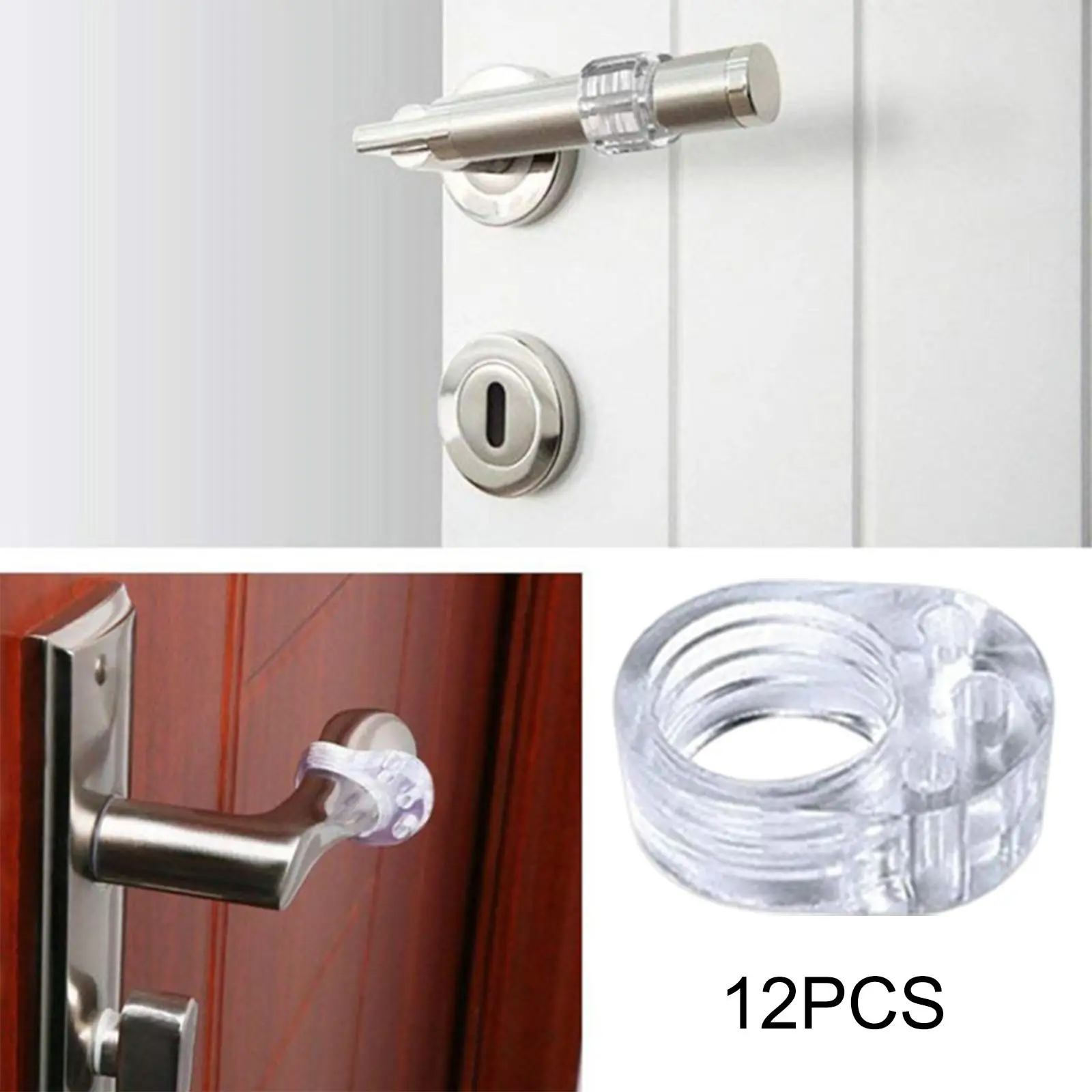 12Pcs PVC Door Handle Stopper Protective Handle Bumper Wall Anti Collision Windproof Door Handle Wall Protector for Kitchen Home