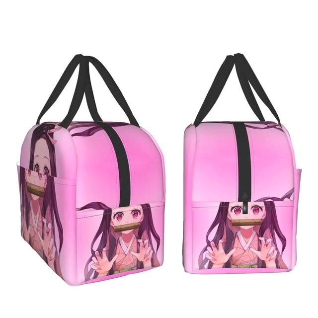 67PCS Demon Slayer Nezuko Lunch Bags Tote Bag with Bento Box for