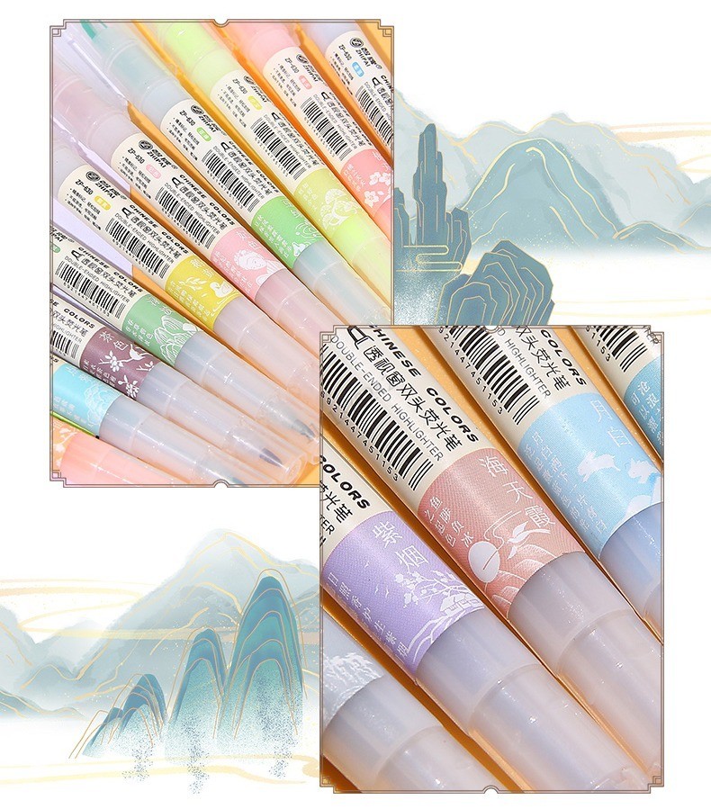 ZhiPai 5 Stück/Set Textmarker mit doppelter Spitze, Kawaii, farbige Manga-Marker, Pastellfarben, Scrapbooking, japanisches Schreibwaren-Schulmaterial – Detail 12