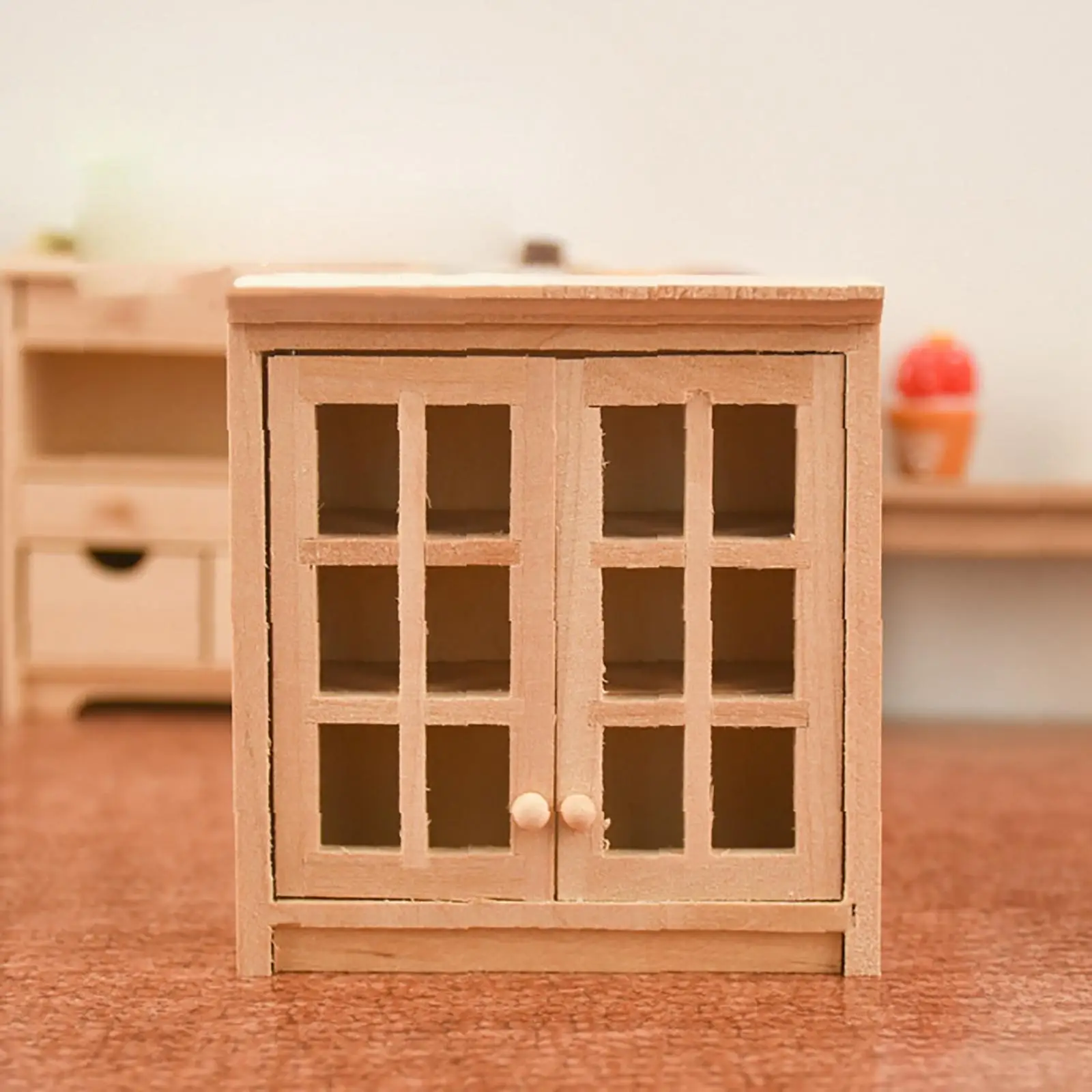 Unpainted Dollhouse Miniature Furniture Dollhouse Furniture Accessories Miniature Closet Showcase for Living Room Bedroom