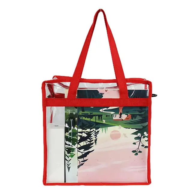 Bolsa de mano transparente de Pvc de gran capacidad, bolsa de plástico  cosida para coche, cosméticos, compras, bolsa de gelatina, bolsa de regalo  - AliExpress