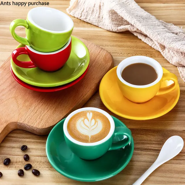 80ml Espresso Cup Small Coffee Cup and Saucer Milk Tea Cups Milk