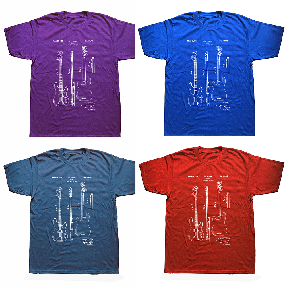 Lustige Klassische Vintage Bass Gitarre T Shirts Baumwolle Grafik Streetwear Kurzarm B-bassisten Gitarrist Musiker T-shirt Männer – Detail 3