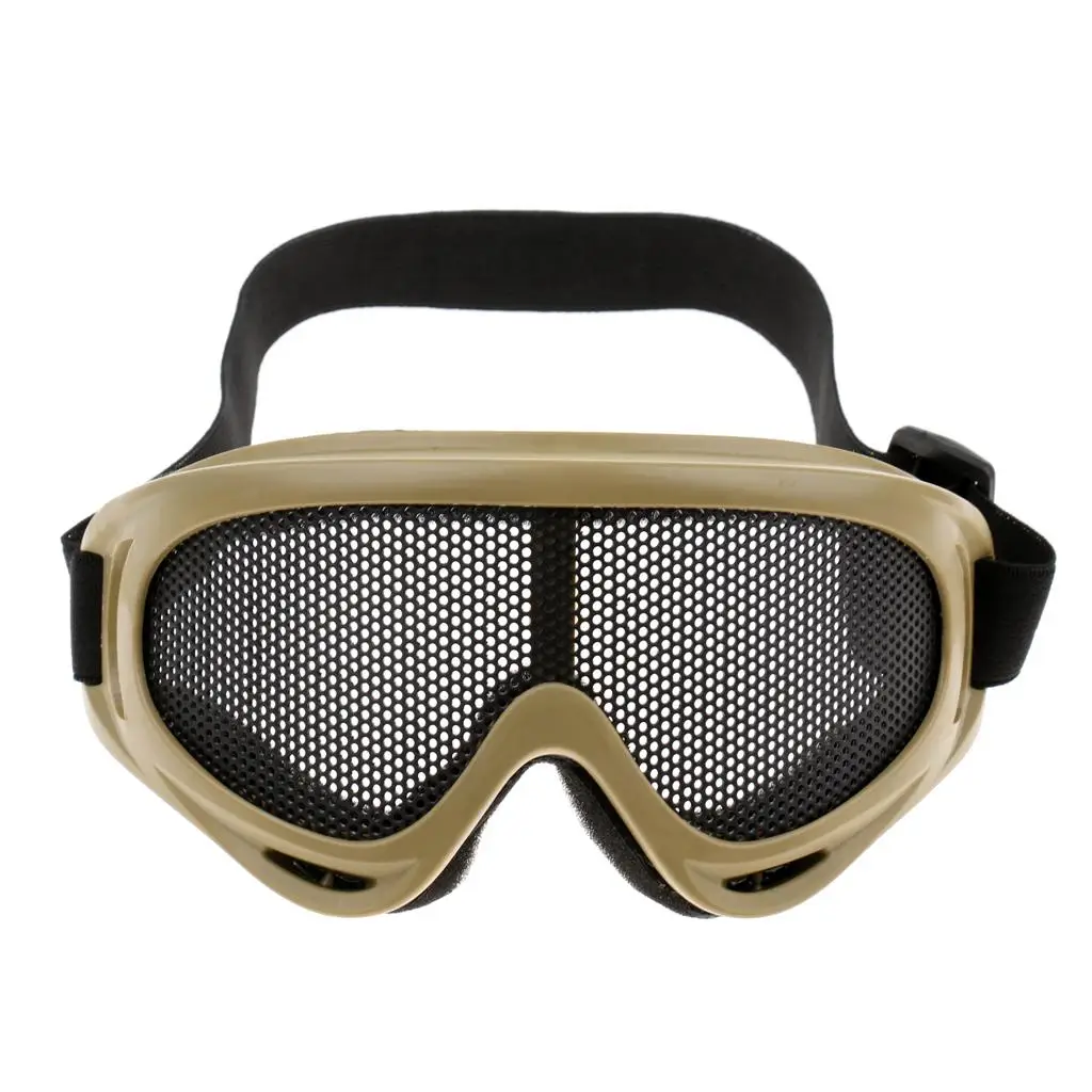 TOutdoor Tactical Steel Mesh Goggles UV400 Hunting Shooting Glasses Eyes Protector with Elastic Band