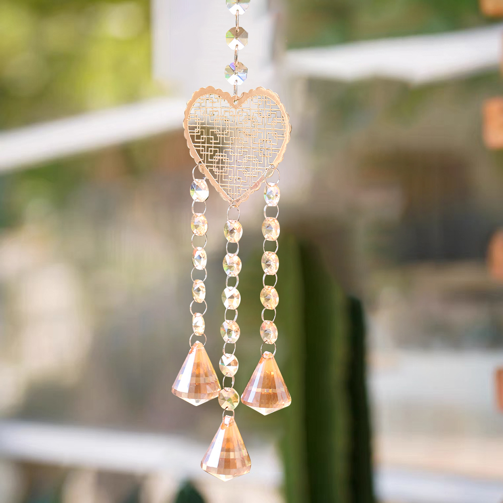 1PC handgemachte Liebe geschnitzte Kristall Anhänger Home Decor Kronleuchter hängen Zubehör Sonnenfänger für Fenster Garten Ornamente Handwerk – Detail 3