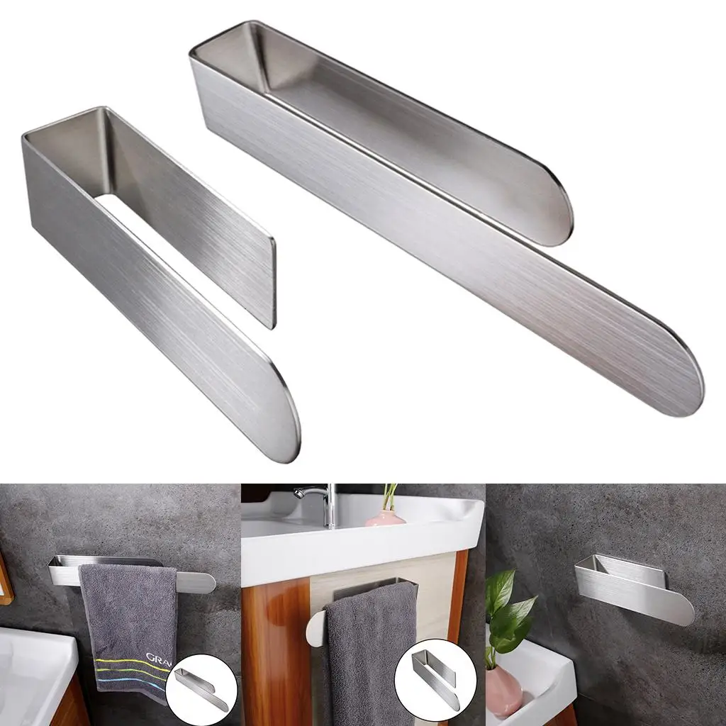 Bathroom Towel Bar Stainless Steel Bath Self Adhesive Shelf Rack Holder Sticky Hanger, Stick On Hanging with No Drilling