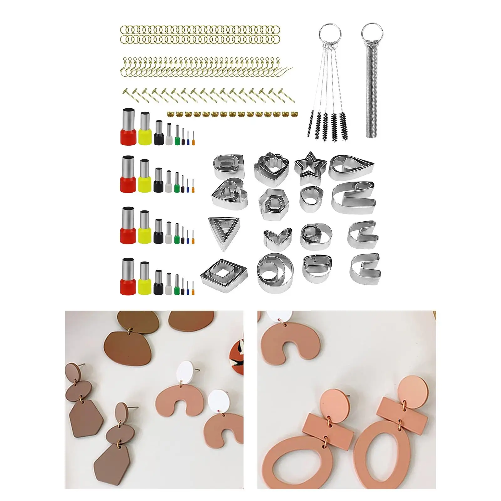 169x Polymer Clay Cutters Set Jewelry Pendant Making Earring Cutting Mold Making Kit Earrings Accessory DIY Craft for Adults