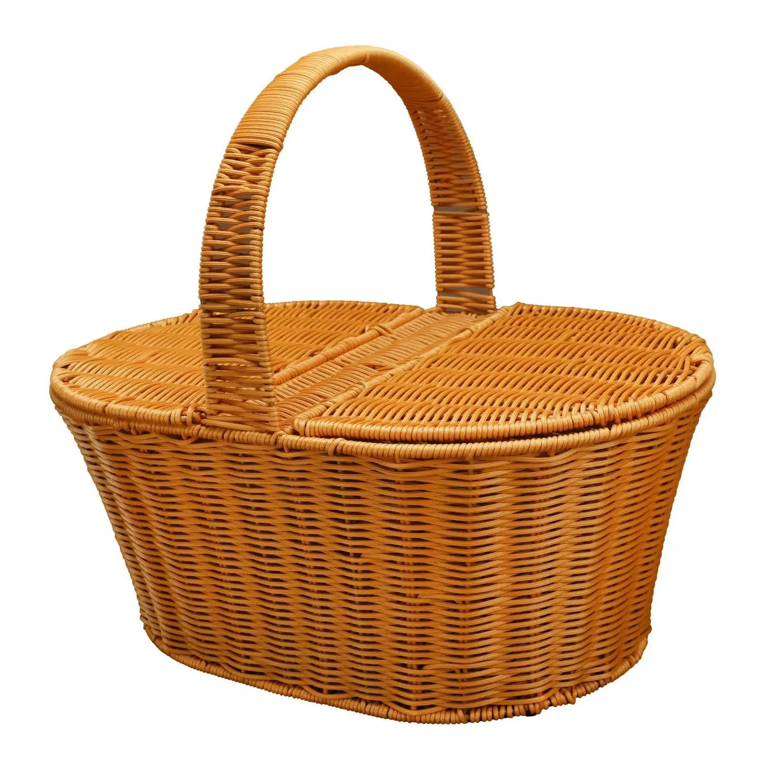 Hand Woven Basket Storage Bag Fruit Sundries Organizer Snack Bread Basket for Picnic Garden Shopping Pantry Bathroom