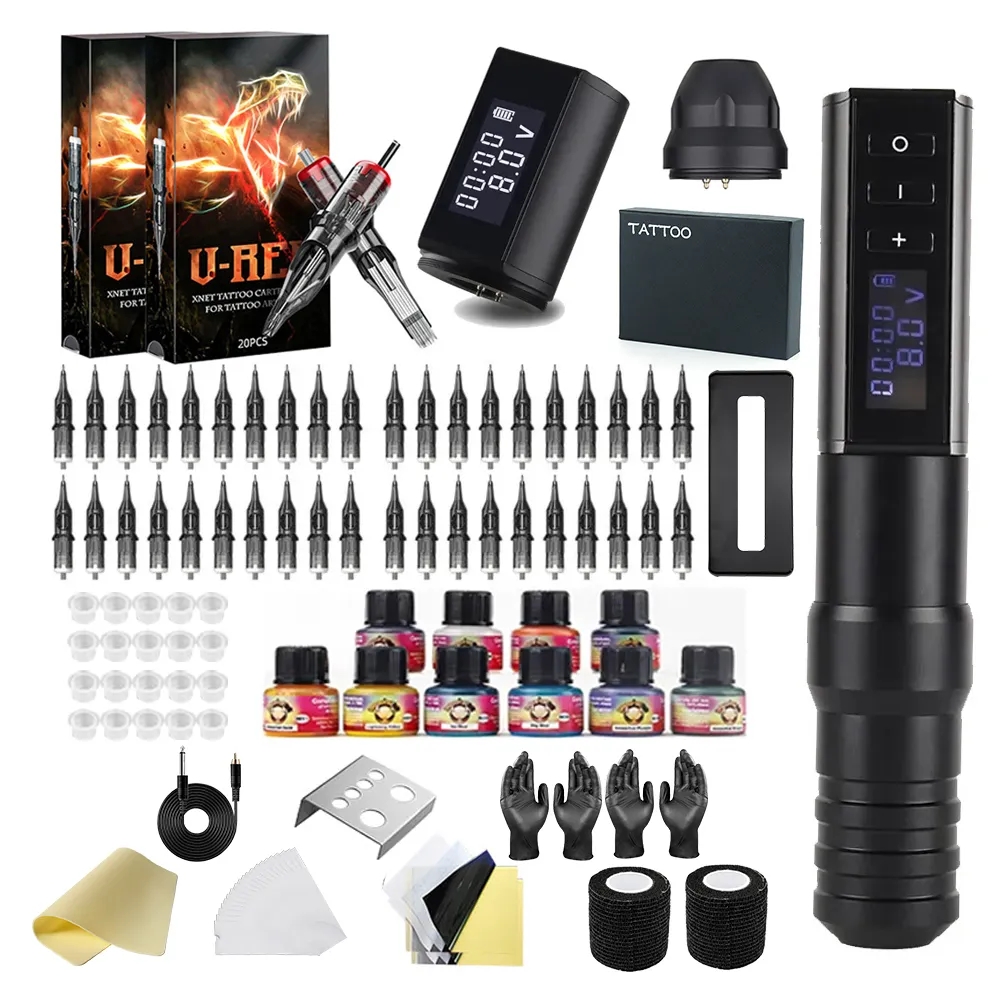 Best of HUNTER Wireless Tattoo Machine Kit Complete With Ink Professional Full Set Supplies With Mixed Cartridges For Tattoo Artist Reviews & Tips