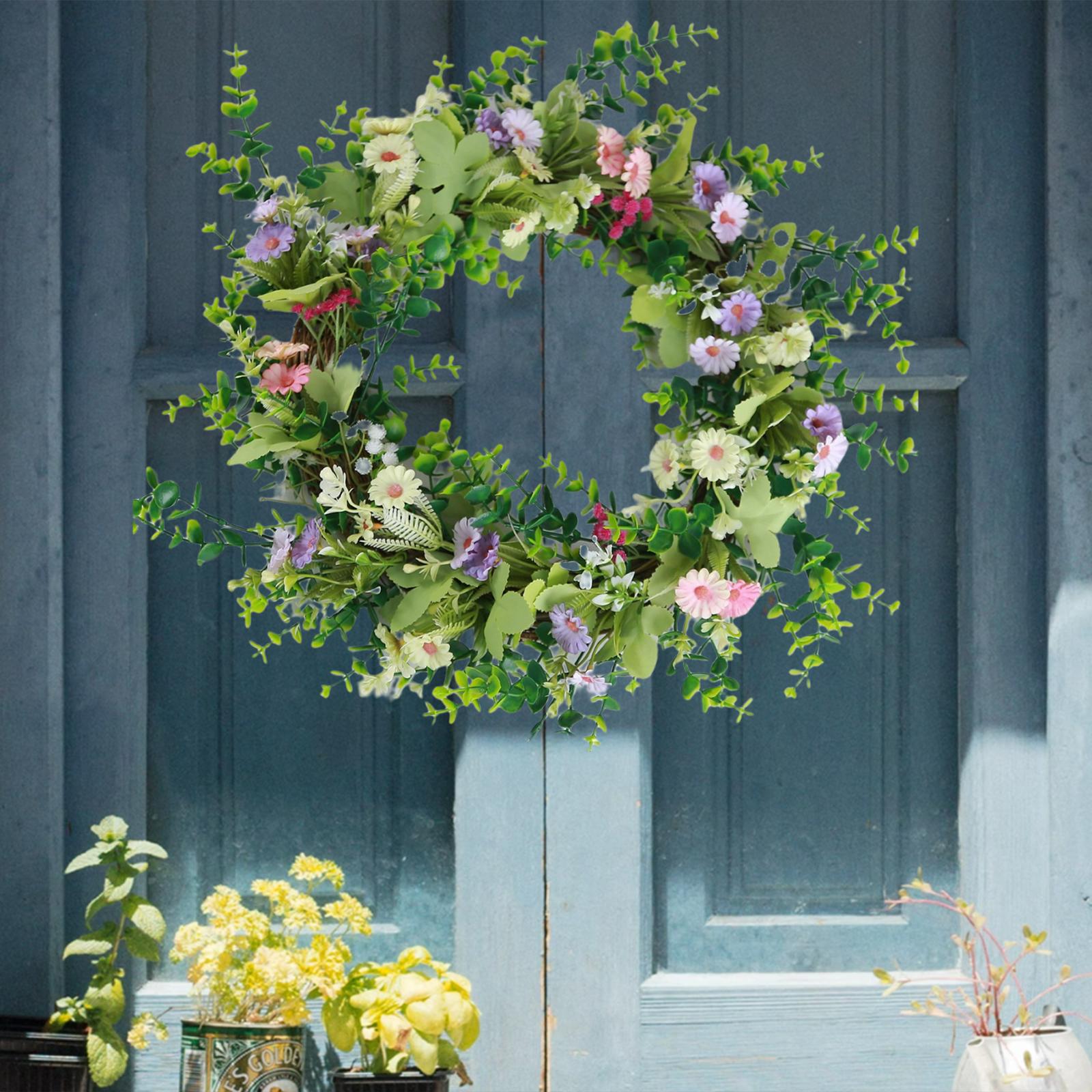 Front Door Wreath Spring Garland Eucalyptus Wreath for Photo Props Wedding Decorations