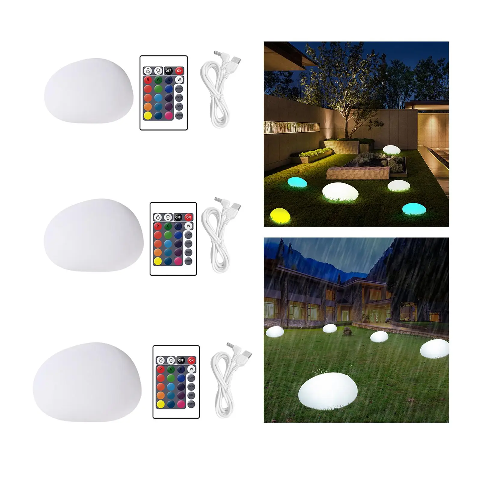 Outdoor Glow Cobble Stone Shape Lamp Lights Color Changing Landscape Night Lights for Festival Poolside Kids Room Party Decor