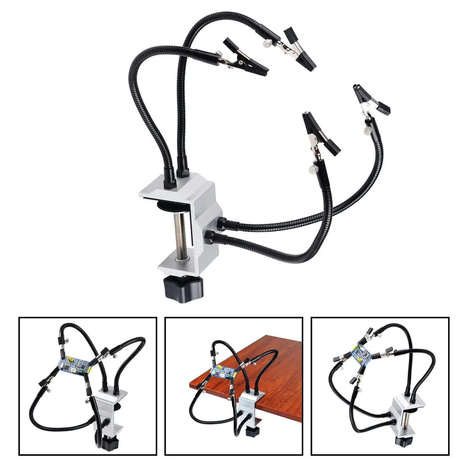 Soldering Third Hand 4 Flexible Universal Arms Tabletop Clamp Base Helping Hands for Repair Arts Craft Soldering Station Holder