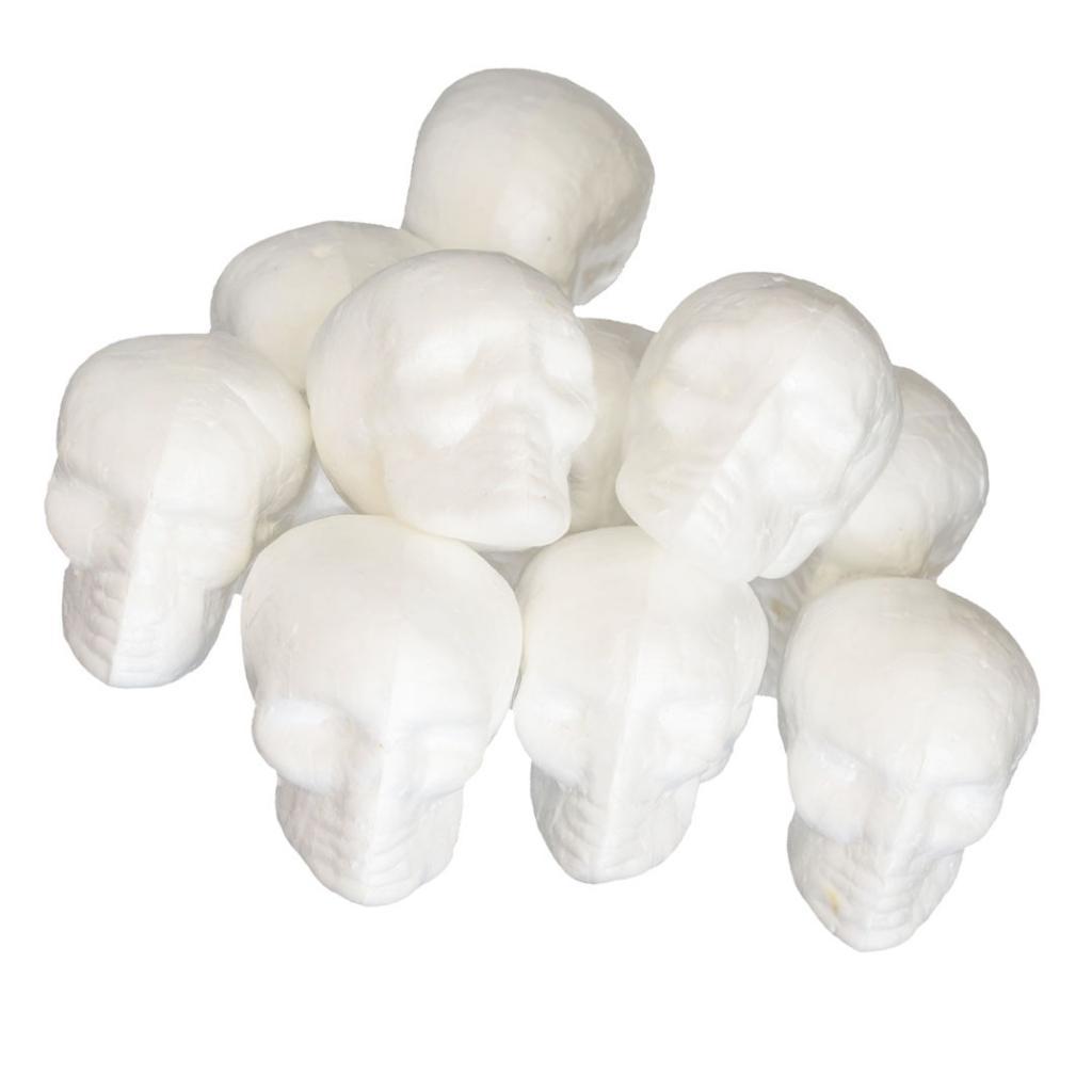 Foam Skull Modeling White 3D Polystyrene Foam Skull Shapes for DIY Easter Halloween Decoration Supplies Gift 5.5