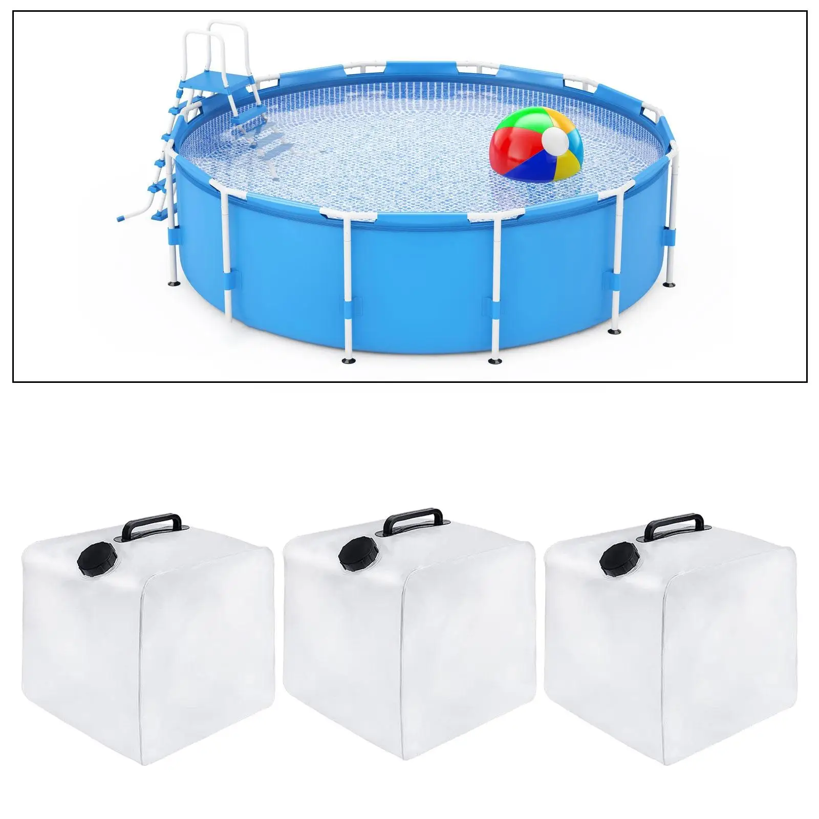 Pool Step Weights Fillable Anchor Bag Container Double Handle for above Ground Pools Extra Thick (Sand Not Included) Collapsible