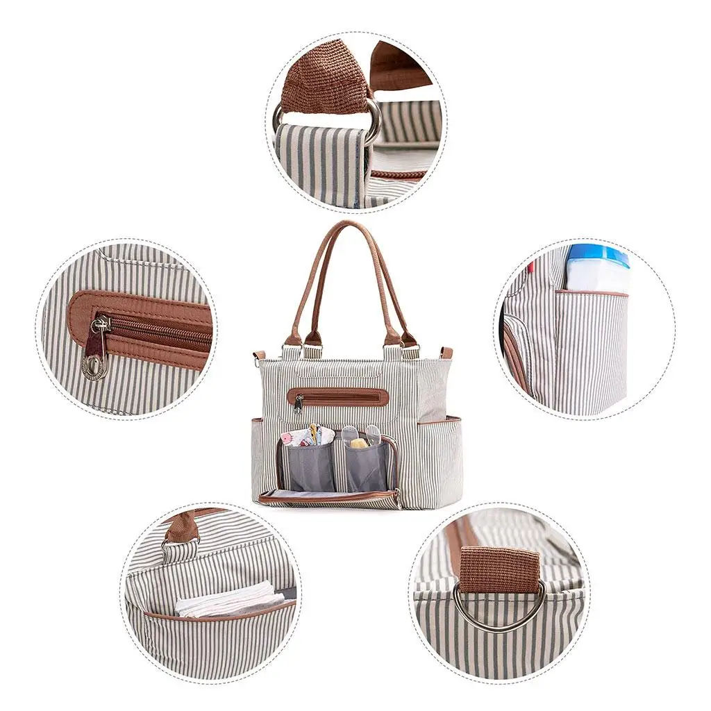 Waterproof Mummy Diaper Bag Handbag Baby Carriage Storage Bag Hanging 7 Pieces Shopping Bag Reusable for Outdoor Baby Care Pram