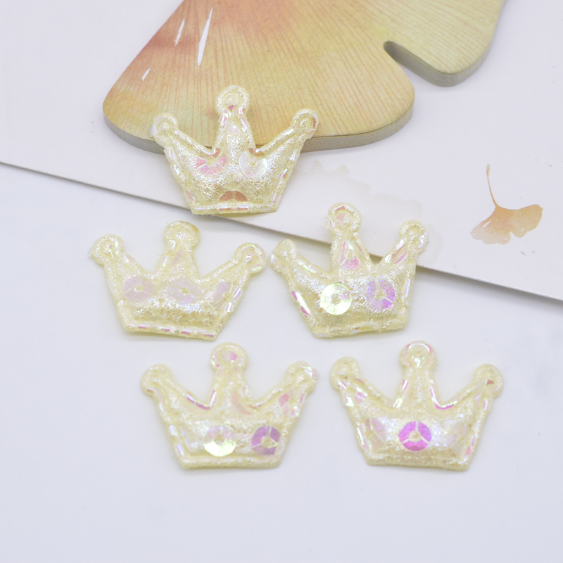 100pcs 28*20mm bling Crown Applique gepolsterte Patches für DIY Kopf bedeckung Haars pangen Dekor Kleidung Hut Handwerk Näh zubehör – Detail 5