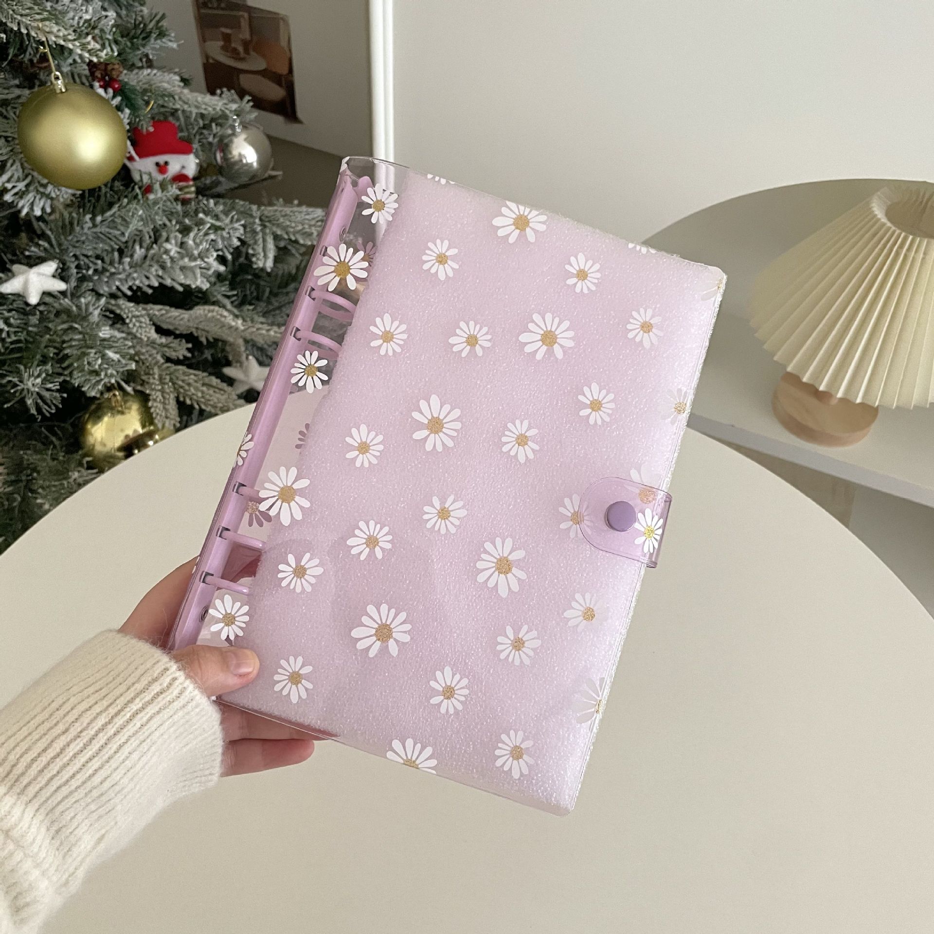 Transparen Daisy A5 Binder Kpop Photo Album Organizer Photocard Collect Book Cover with 6 Rings Journal Diary School Supplies