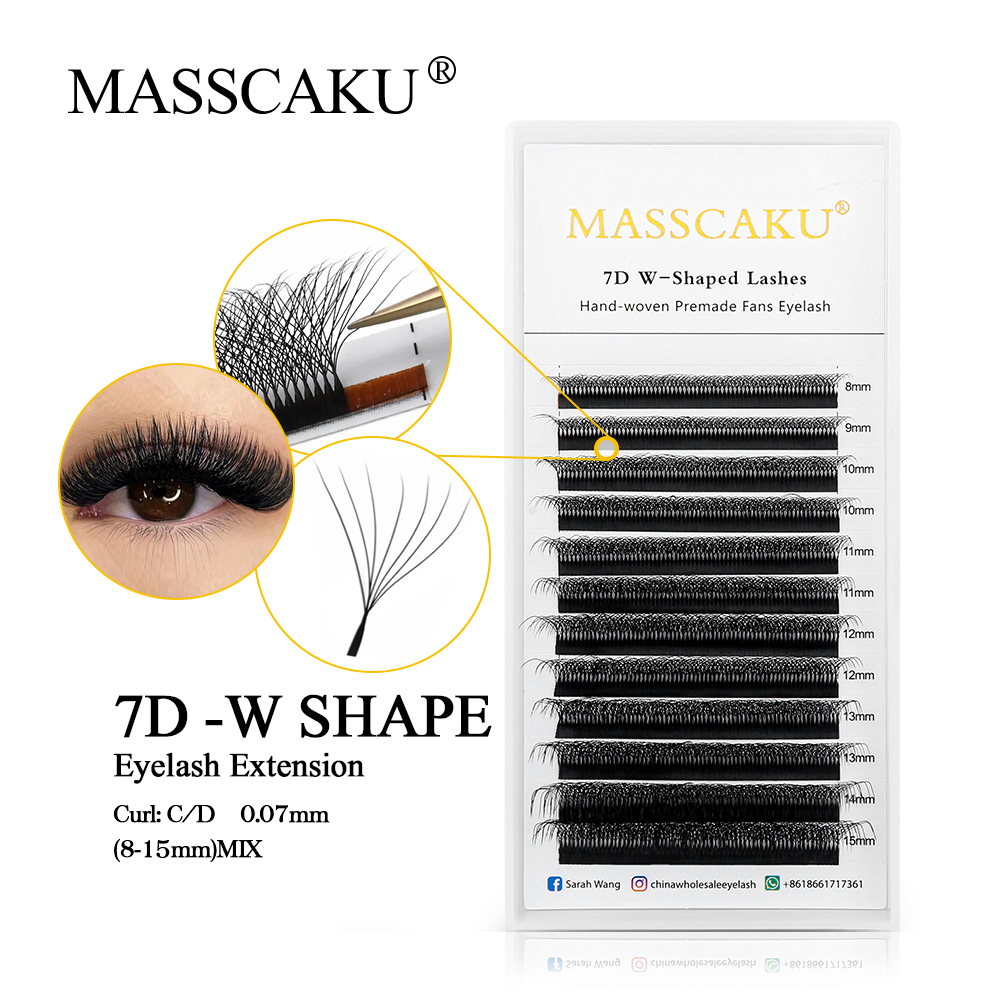 Best of MASSCAKU 6D 7D 8D W Shaped Eyelash Lashes Easy Fan Eyelash Extensions Wholesales Premade Volume 12 Rows W Style Natural Soft Reviews & Tips