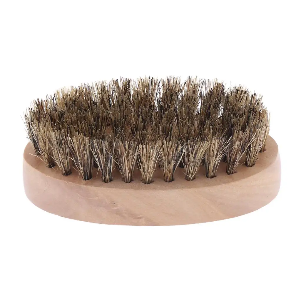 Natural Hair Beard Brush for Men Father, Facial Hair Combing Mustache Comb Shaving Brush Round Wooden Handle