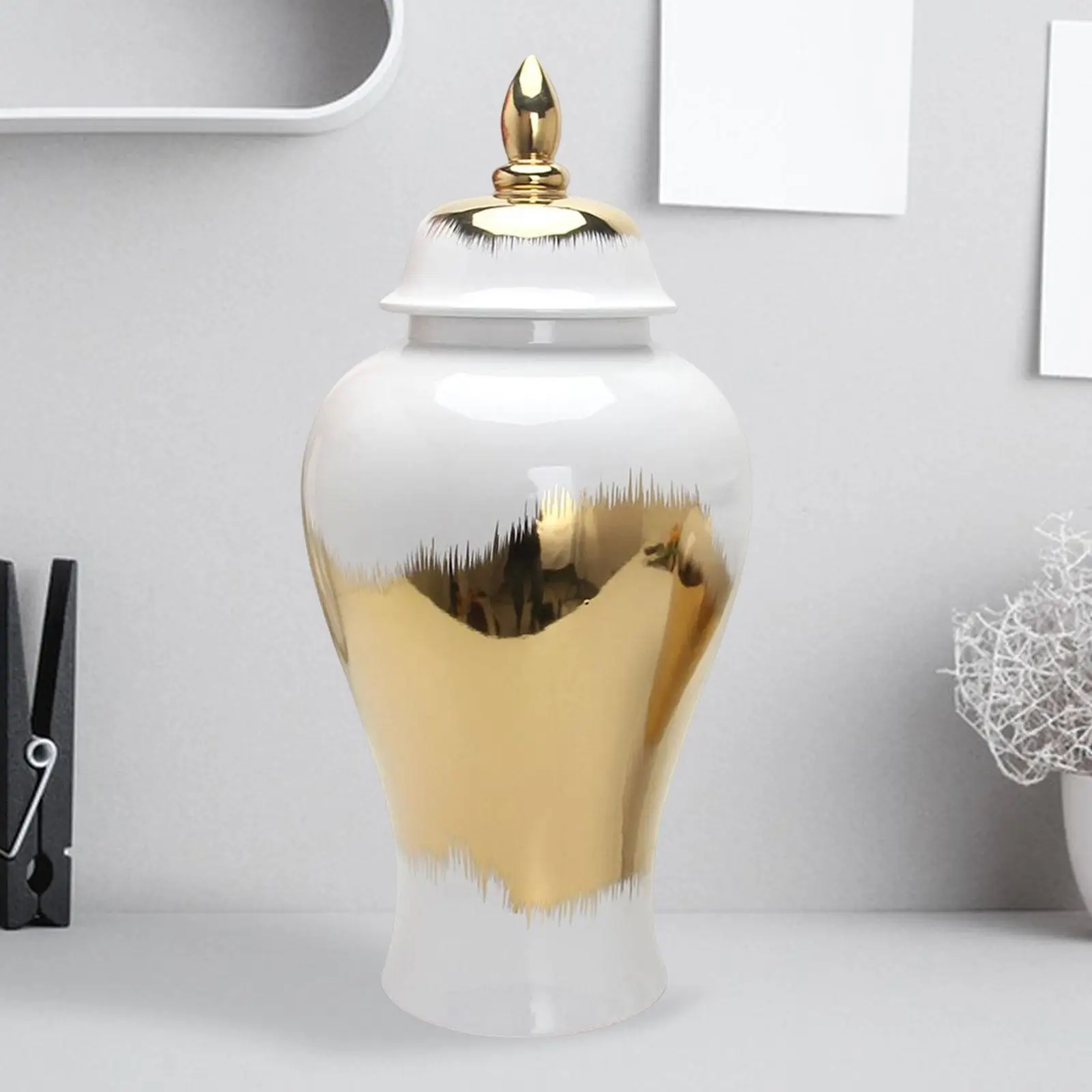 Jar Vase with Lid Collectible Display Ginger Jar for Cafe Desktop Bookshelf