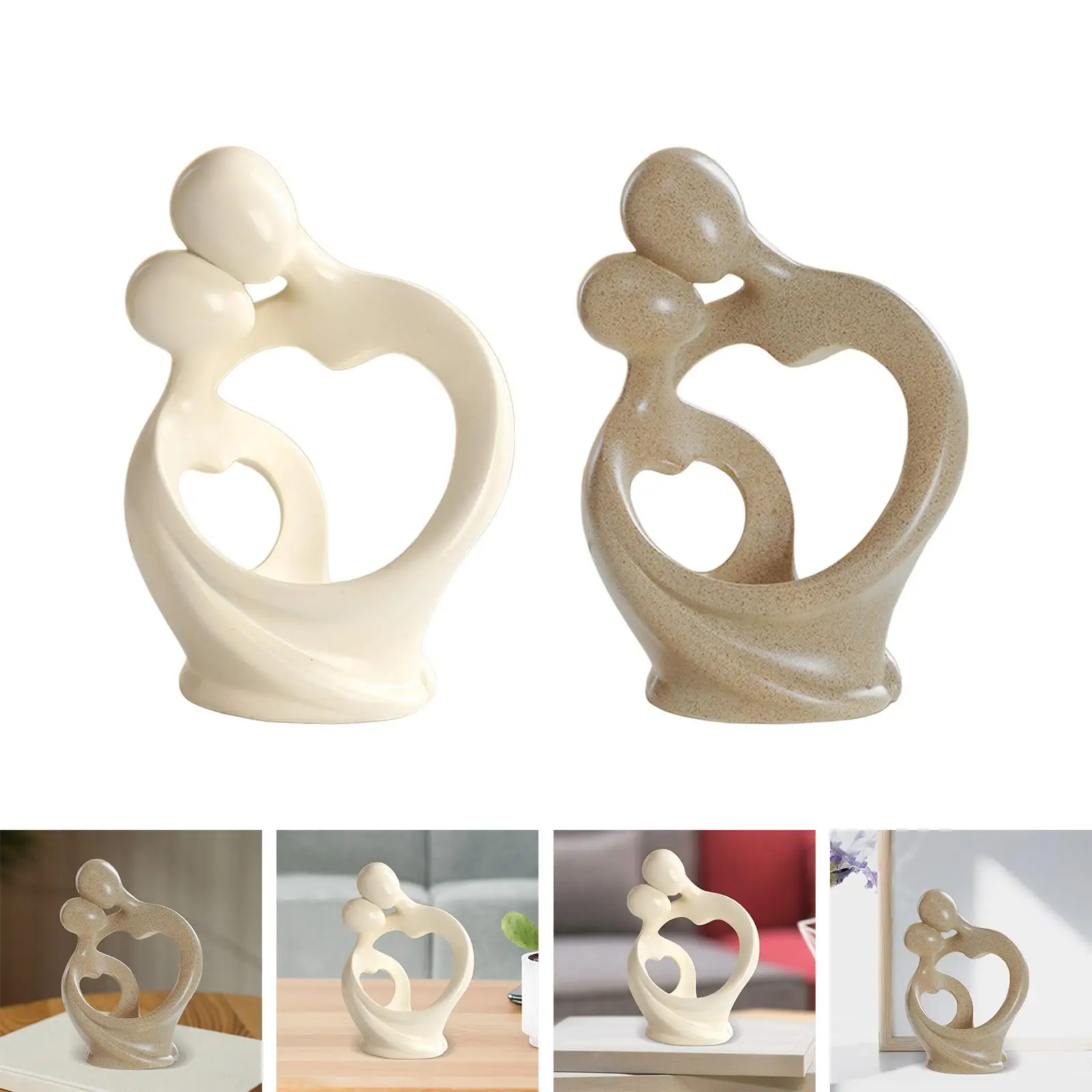 Abstract Art Figurine Collectible Handcraft Artwork Nordic Style Couple Sculpture for Living Room Shelf Cabinet Tabletop Decor
