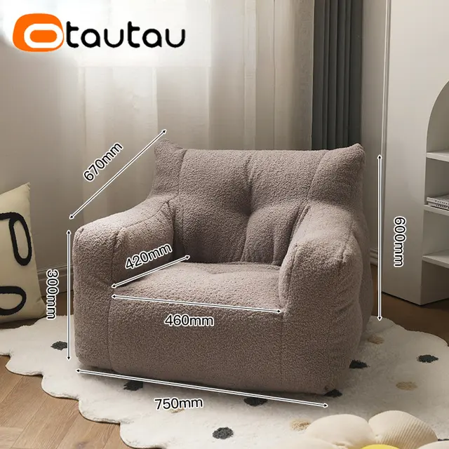 OTAUTAU Adults Big Pouf Bean Bag Sofa with Filling Single Armchair Puff Salon  Comfy Beanbag Couch Washable Soft Fleece SF067