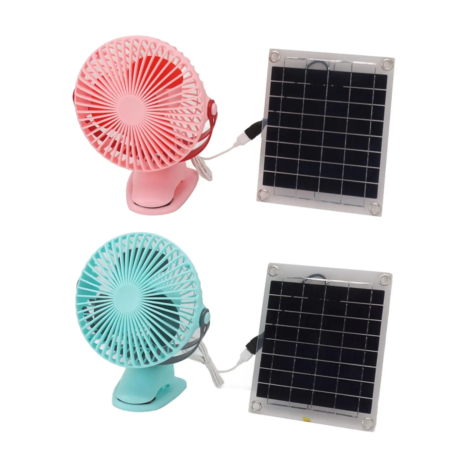 Camping Fan with Solar Panel Solar Powered Fan Brushless Motor Quiet Personal Desk Fan Clip on Fan for Home Dorm Household