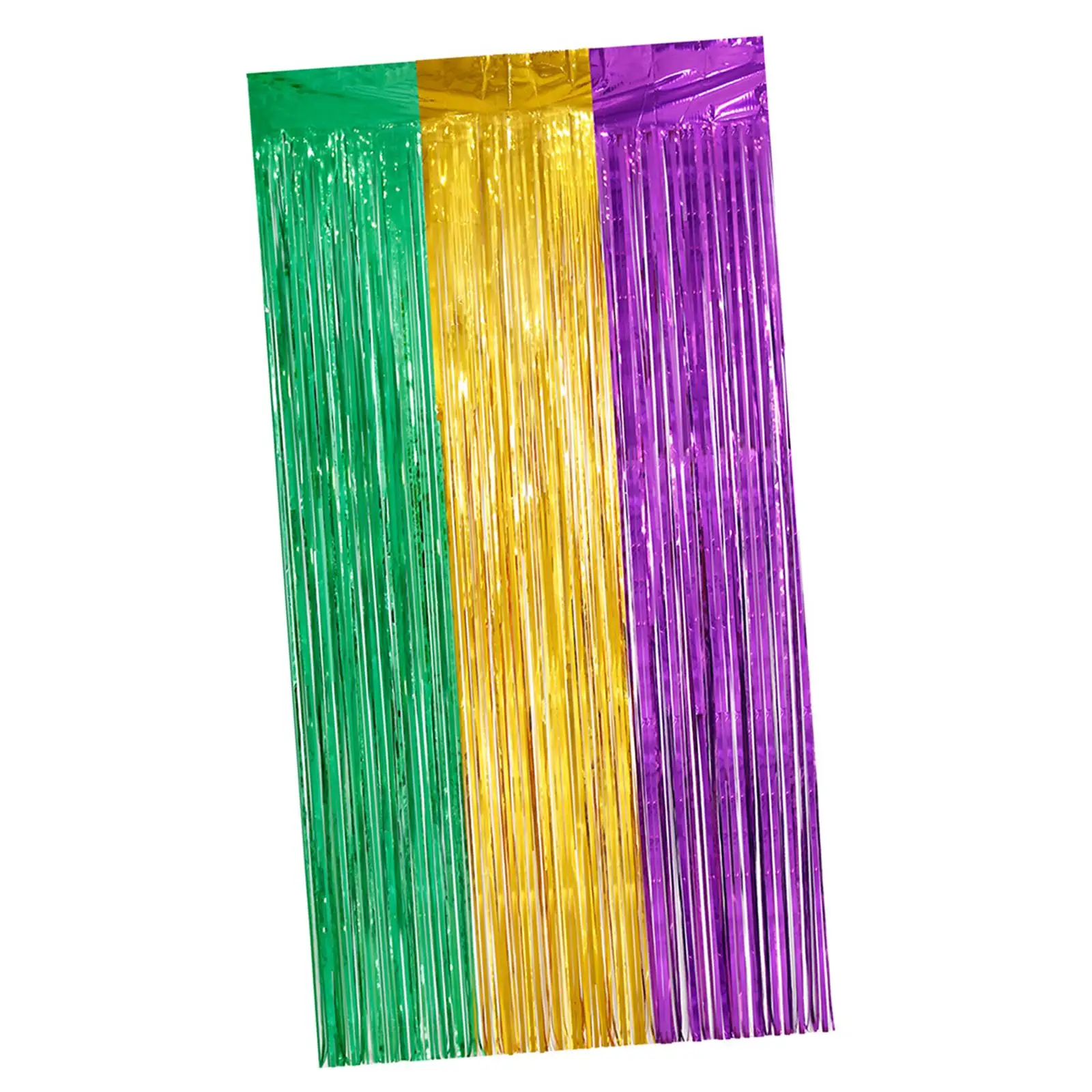 Mardi Gras Metallic Foil Fringe Curtains Photo Backdrop Carnival Foil Streamers Party Supplies for Holiday Door Wall Decoration