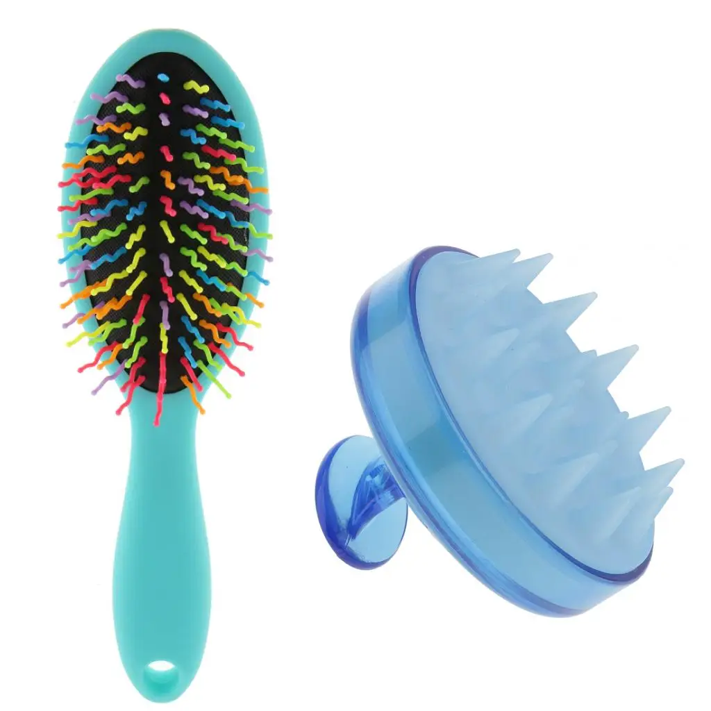 Pack of 2 Silicone Shampoo Massage Brush Shower Hair Brush &  Scalp Massager Set