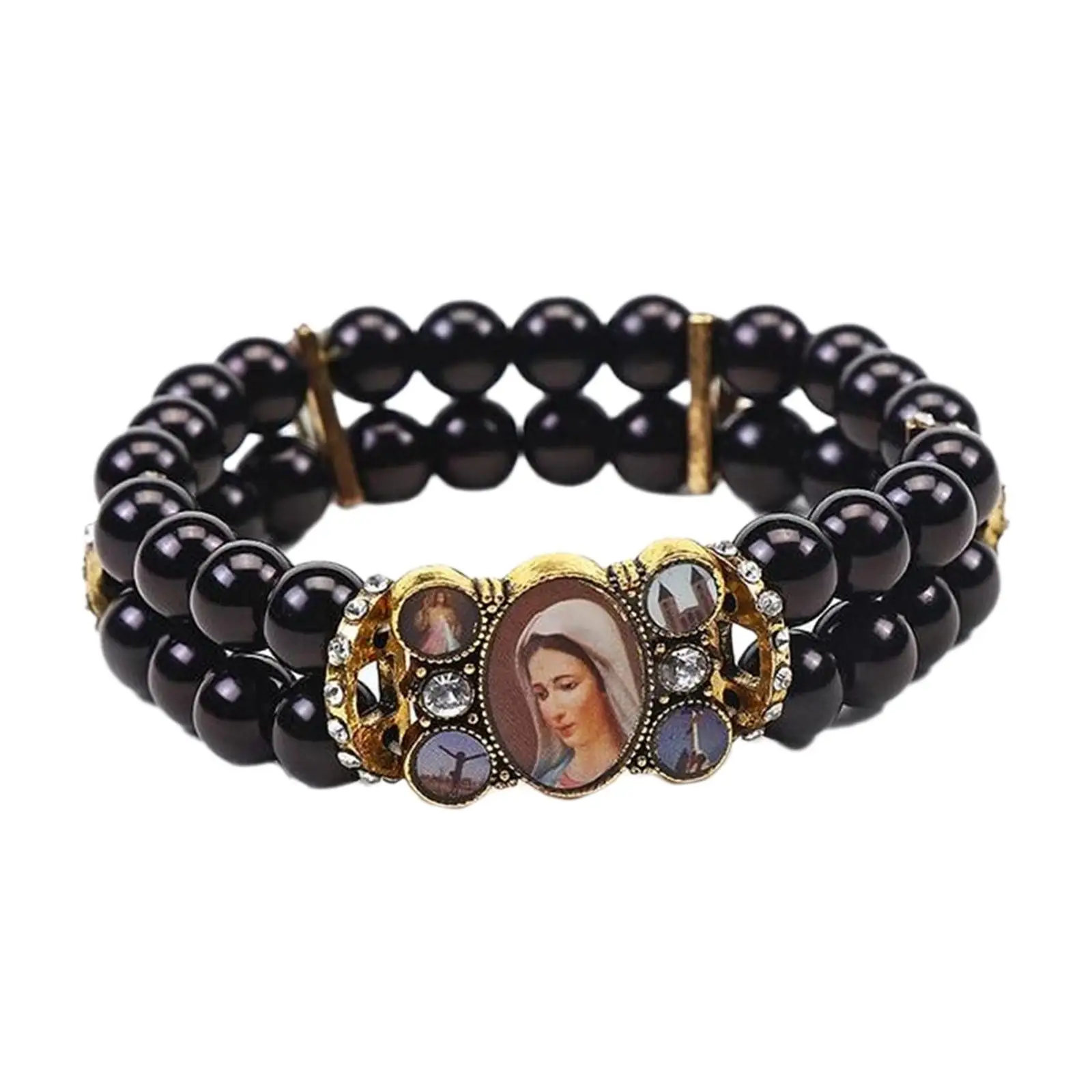 Strechable Beaded Bracelet Gifts with Images of Religious Unique Bangle for Men Prayer