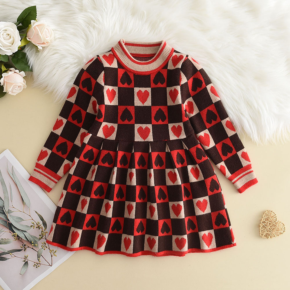 3-7 Jahre Alte Koreanische Version Marineblaues Süßes und Niedliches Mädchenkleid Herbst- und Winter-Strickkleid mit Langen Ärmeln für Kinder – Detail 25