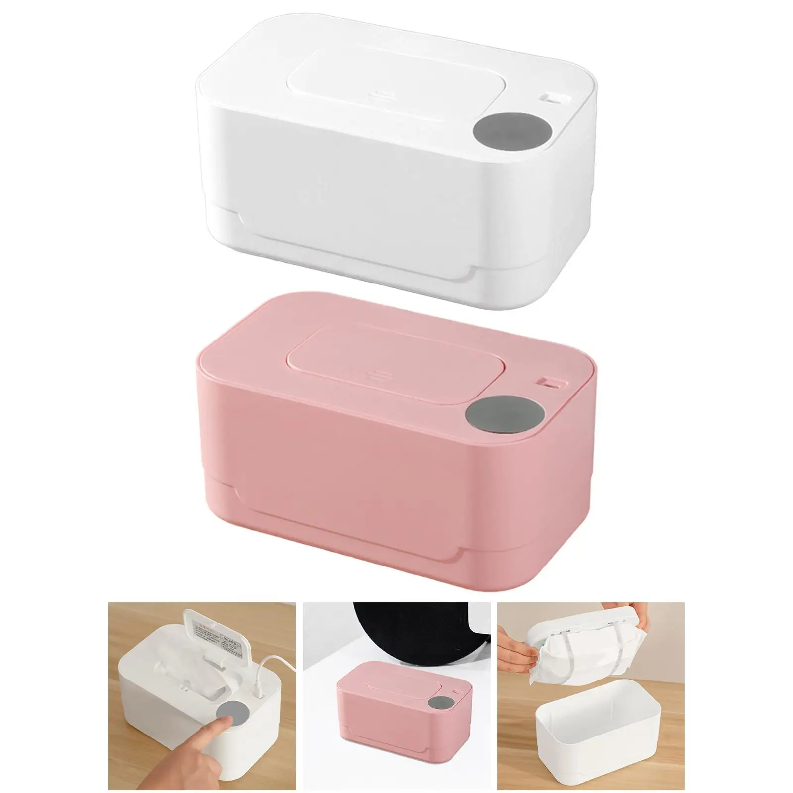 Wipe Warmer Large Capacity Silence Reusable with Digital Display Portable for Household Wet Tissue Car Outdoor Traveling