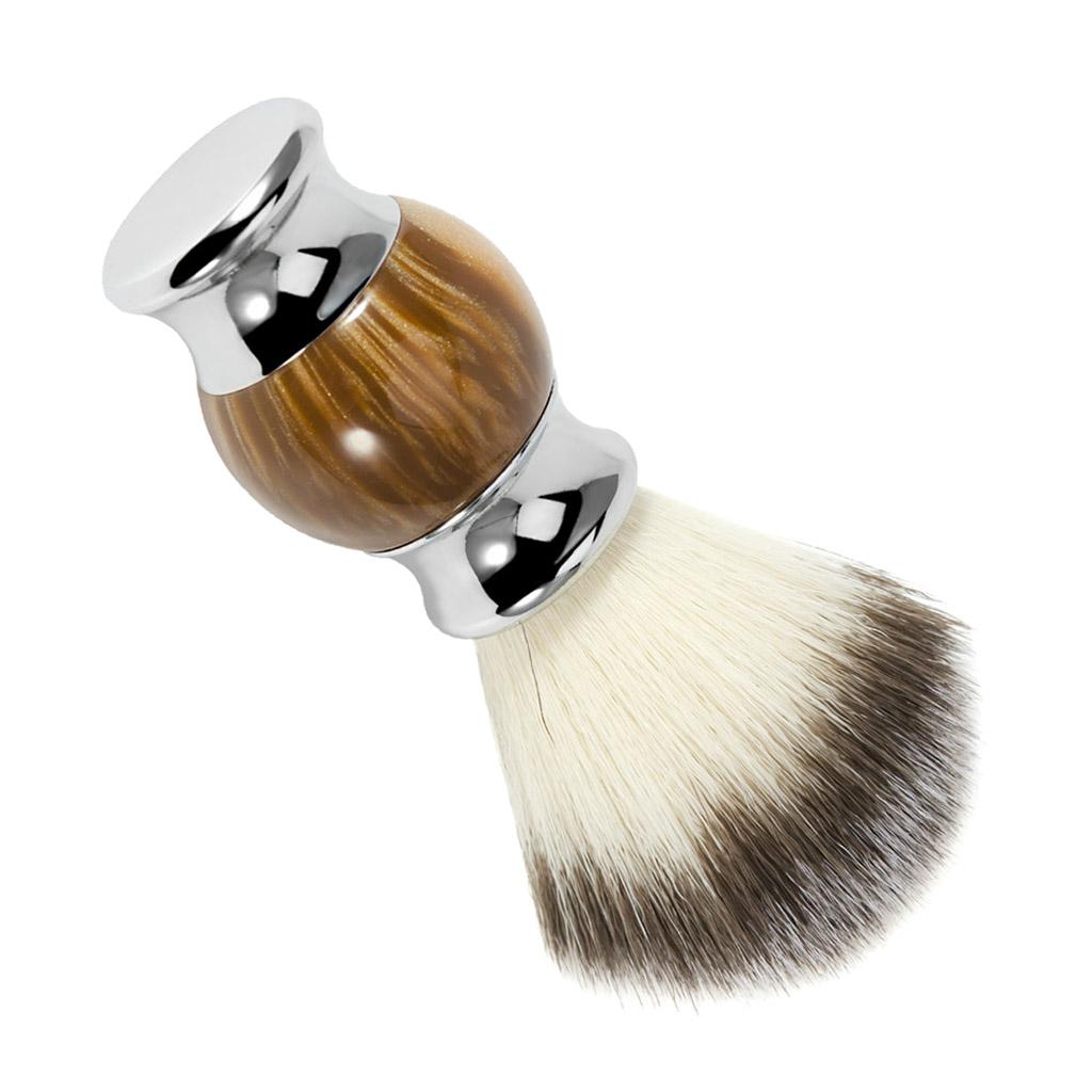 Resin Handle Men Mustache Shaving Brush Grooming Tool for Barber Salon Brown