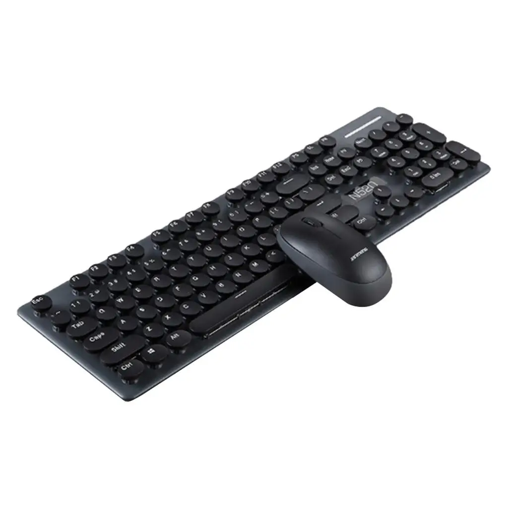 Cute 4 .4GHz N520  Punk Mechanical Keyboard  Gaming Set Round Key Full-Size Power-Saving -